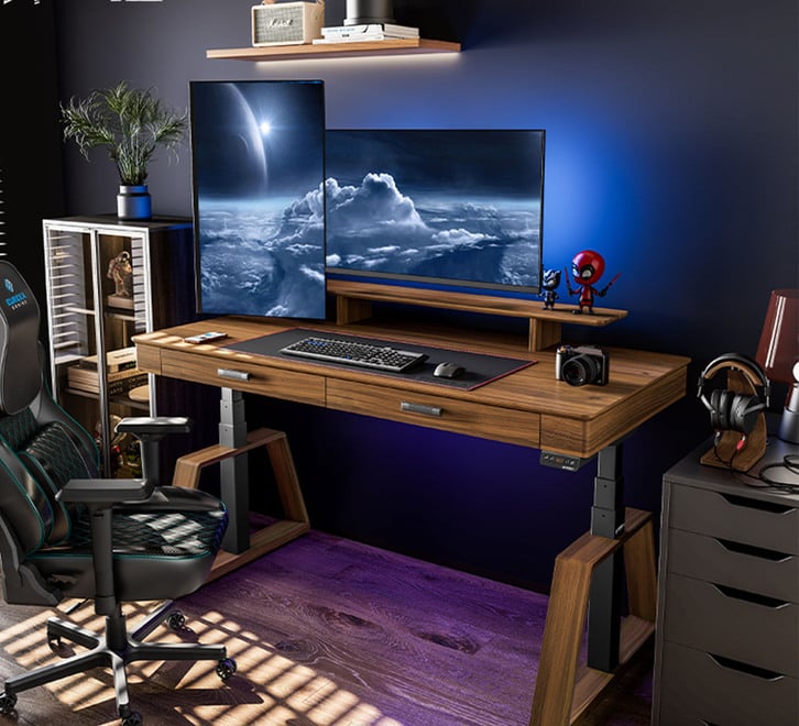 Ergomy Tx63 Walnut Electric Standing Desk